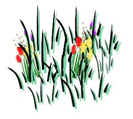A Colorful Drawing Of Grass And Flowers In A Meadow