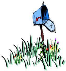 A Cartoon Mailbox In The Grass With Flowers