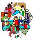 A Diverse Group Of People Stands In A Circle